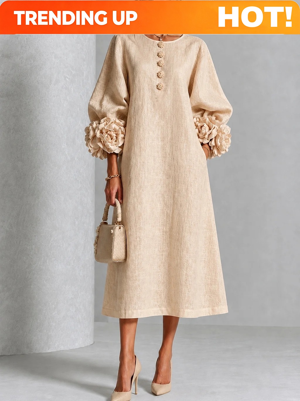 Midi Dress - Gaun Midi Linen Wanita Elegan yang