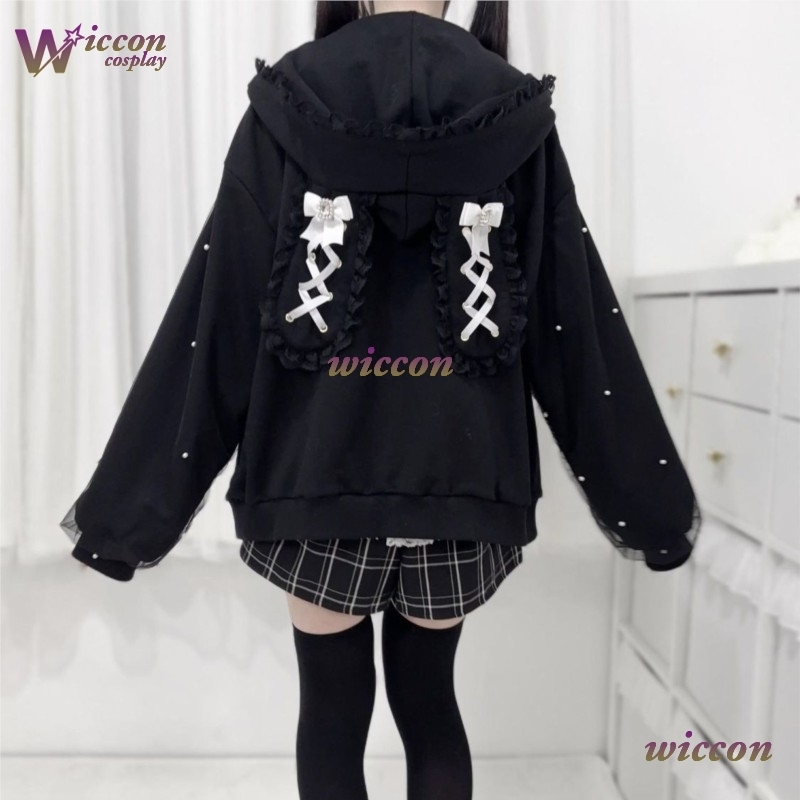 Formal Skirt - Hoodie Telinga Kelinci Elegan Kasual Atasan