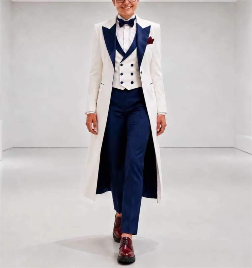 Womens Blazer - Jas Wanita Biru Navy Putih, Setelan