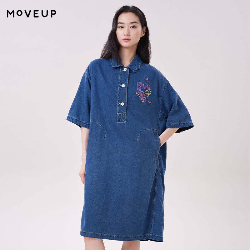 MOVEUP Gaun Denim Lyocell Kera - Midi Dress ulasan dan harga