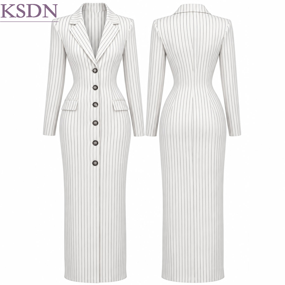 Blazer Maxi Wanita Bergaris Pu - Womens Blazer ulasan dan harga