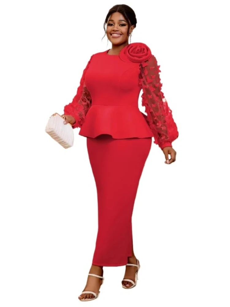 Gaun Maxi Panjang Afrika Ukura - Women'S Red Formal Wear ulasan dan harga